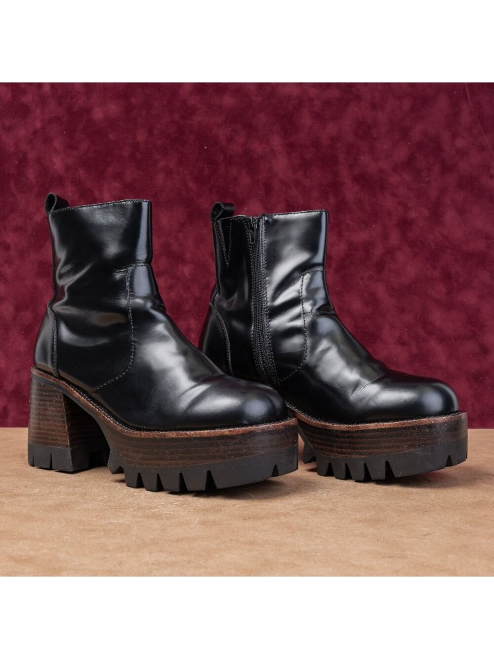 Jeffrey Campbell Wmn Quavo Retro Black Festival Party Leather Platform Boots 9.5